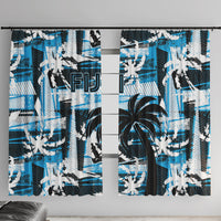 Fijian Rugby Window Curtain Grunge Palm Stylized