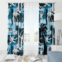 Fijian Rugby Window Curtain Grunge Palm Stylized