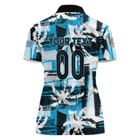 Custom Fijian Rugby Women Polo Shirt Grunge Palm Stylized