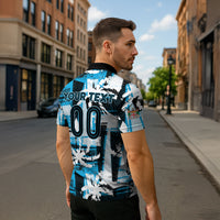 Custom Fijian Rugby Zipper Polo Shirt Grunge Palm Stylized