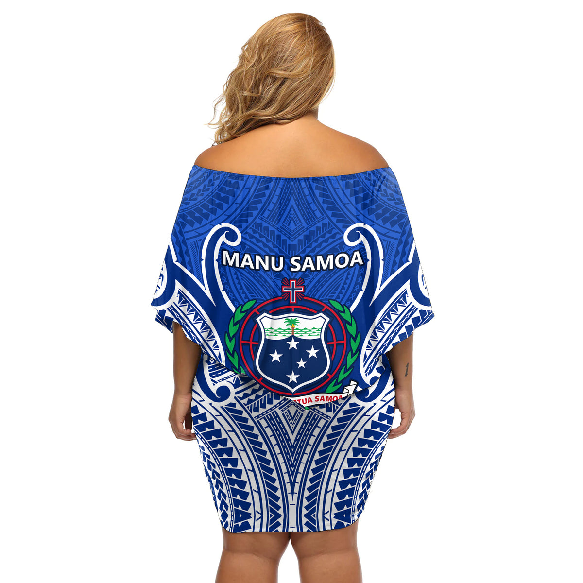 Samoa Rugby Off Shoulder Short Dress Manu Samoa Go 2023 World Cup - Wonder Print Shop
