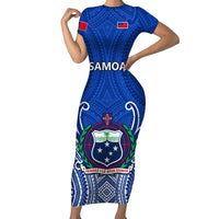 Samoa Rugby Short Sleeve Bodycon Dress Manu Samoa Go 2023 World Cup - Wonder Print Shop