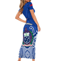 Samoa Rugby Short Sleeve Bodycon Dress Manu Samoa Go 2023 World Cup - Wonder Print Shop
