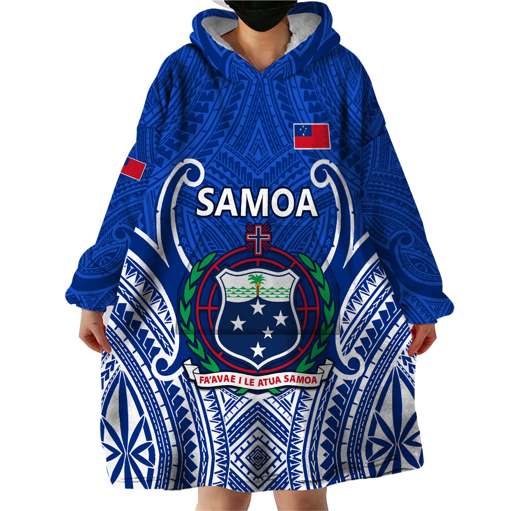 Samoa Rugby Wearable Blanket Hoodie Manu Samoa Go 2023 World Cup - Wonder Print Shop