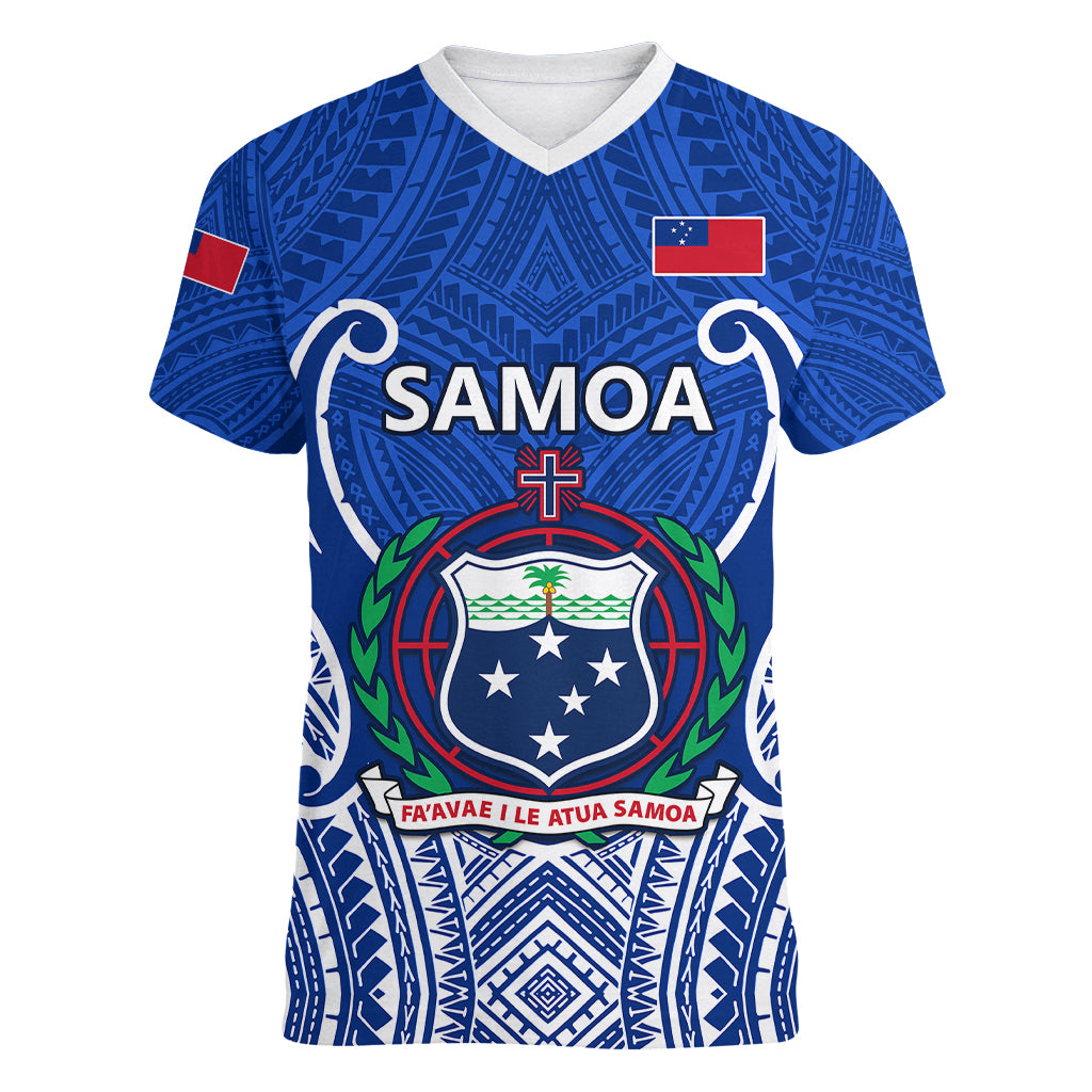 Samoa Rugby Women V Neck T Shirt Manu Samoa Go 2023 World Cup - Wonder Print Shop
