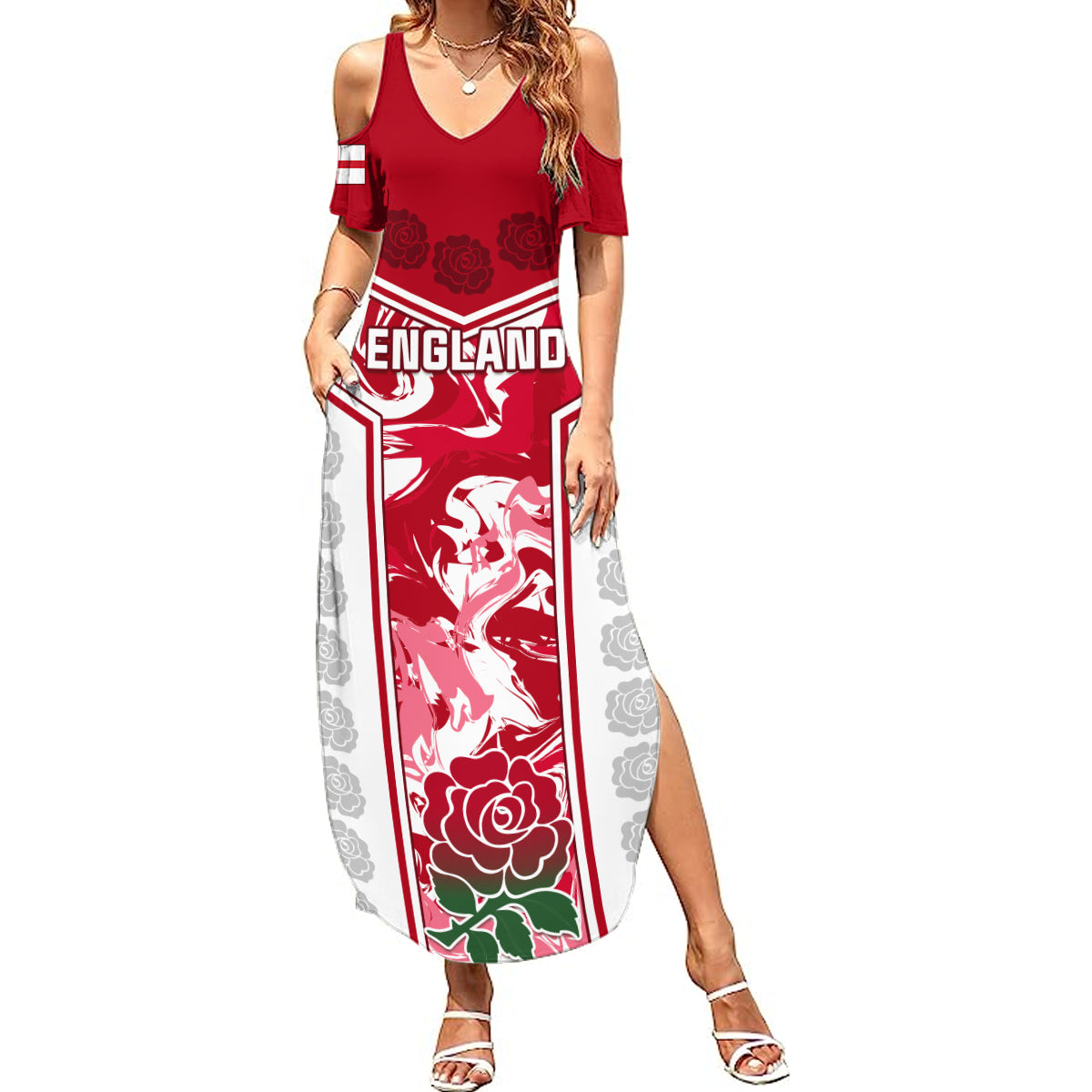 England Rugby Summer Maxi Dress The Red Rose Come On 2023 World Cup - Wonder Print Shop
