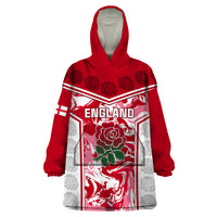 England Rugby Wearable Blanket Hoodie The Red Rose Come On 2023 World Cup - Wonder Print Shop