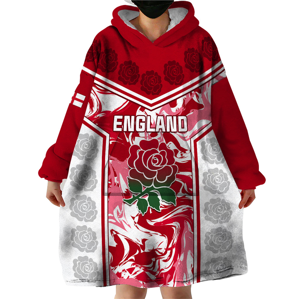 England Rugby Wearable Blanket Hoodie The Red Rose Come On 2023 World Cup - Wonder Print Shop