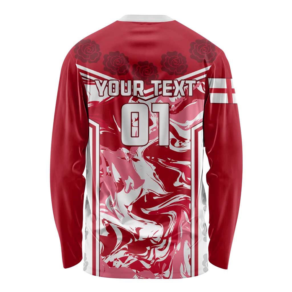 Custom England Rugby Long Sleeve Shirt The Red Rose Come On 2023 World Cup LT01