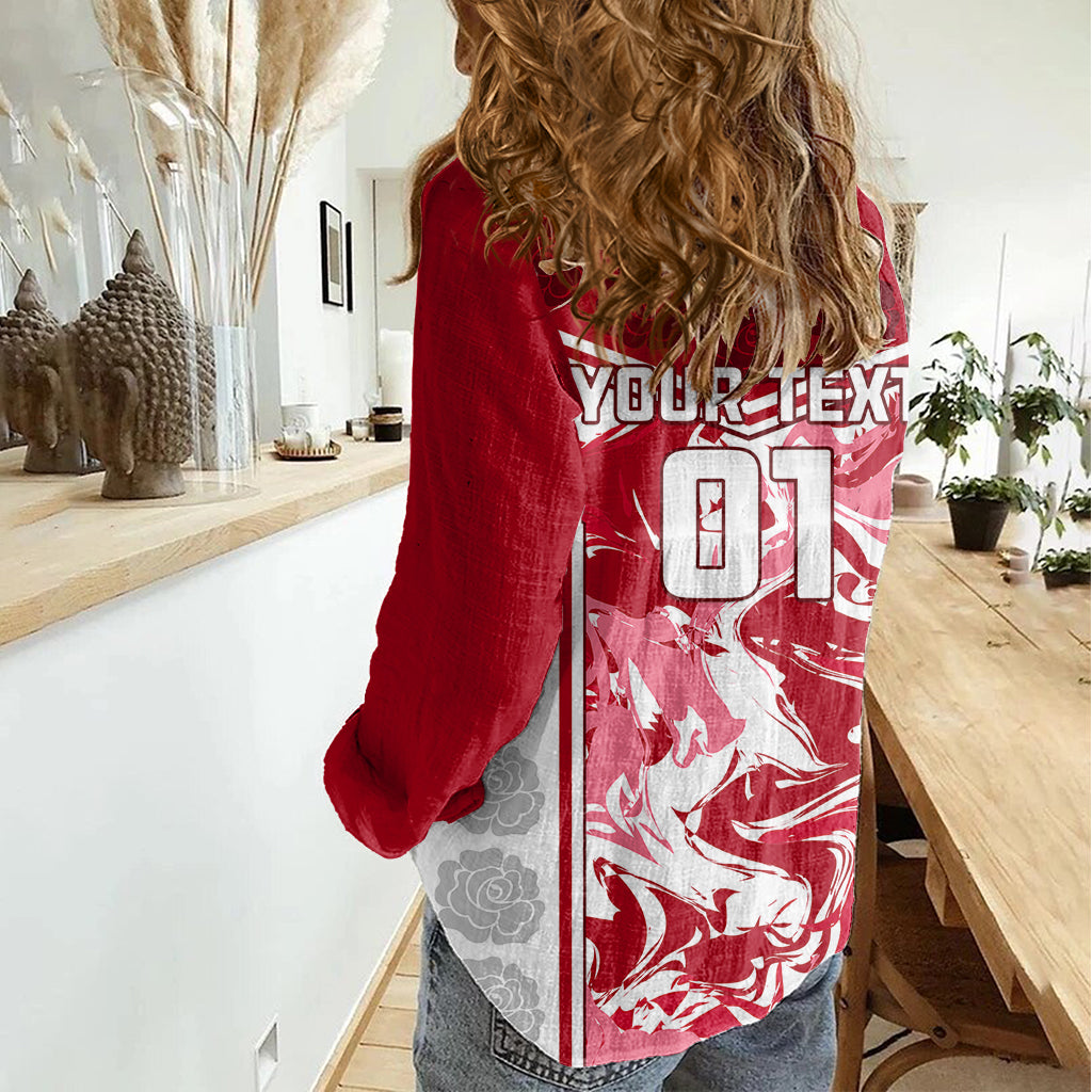 Custom England Rugby Women Casual Shirt The Red Rose Come On 2023 World Cup - Wonder Print Shop