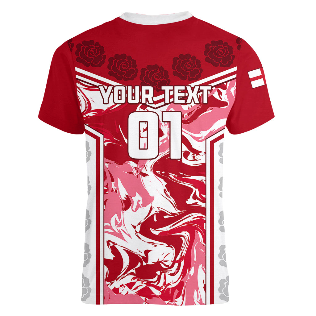 Custom England Rugby Women V Neck T Shirt The Red Rose Come On 2023 World Cup - Wonder Print Shop