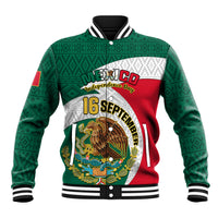 Personalised Mexico Independence Day Baseball Jacket Mexican Aztec Pattern - Wonder Print Shop