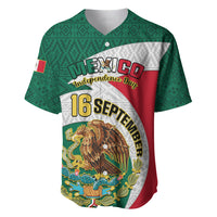 Personalised Mexico Independence Day Baseball Jersey Mexican Aztec Pattern - Wonder Print Shop