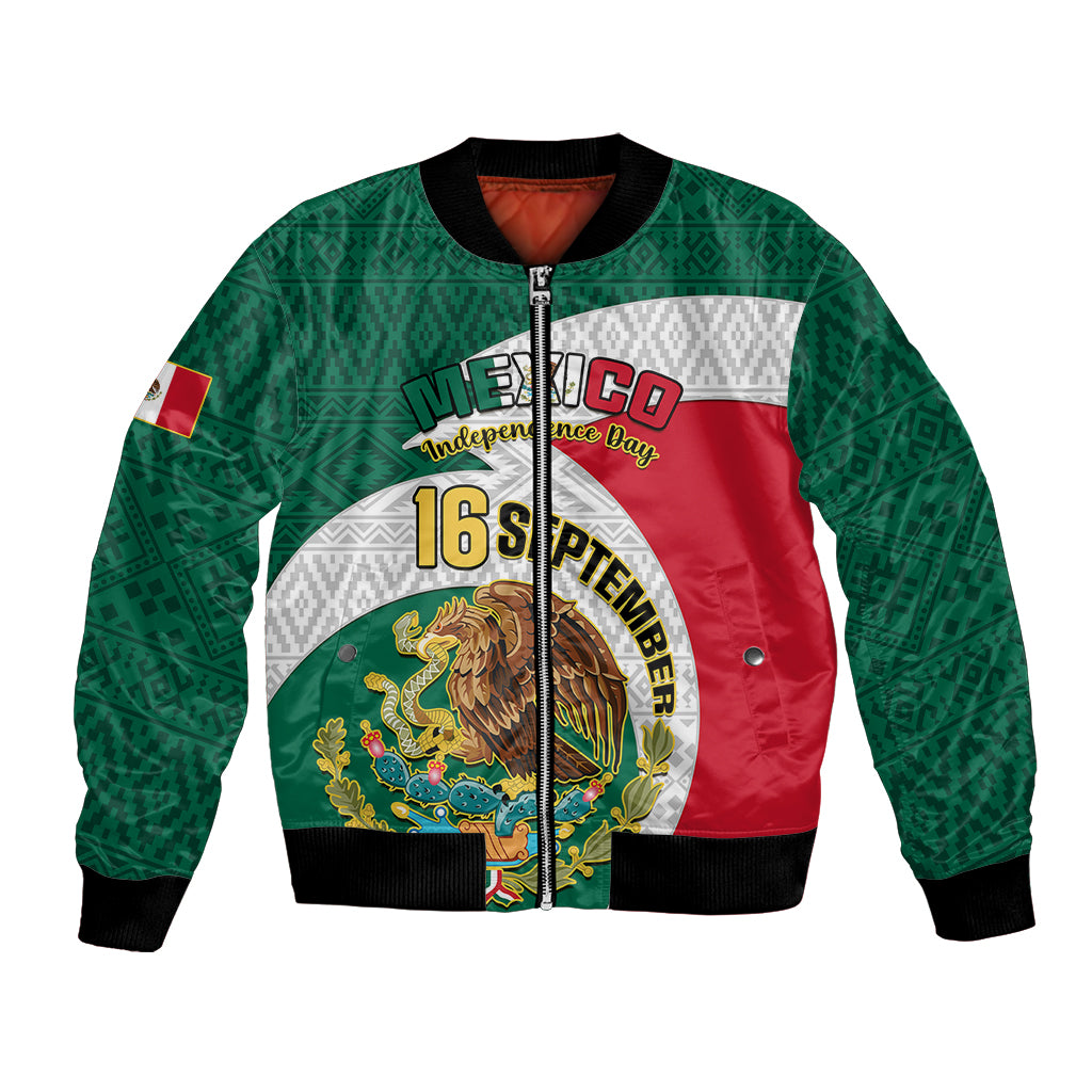 Personalised Mexico Independence Day Bomber Jacket Mexican Aztec Pattern - Wonder Print Shop