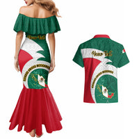 Personalised Mexico Independence Day Couples Matching Mermaid Dress and Hawaiian Shirt Mexican Aztec Pattern - Wonder Print Shop