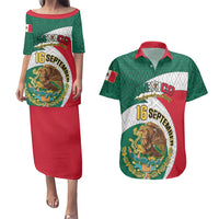 Personalised Mexico Independence Day Couples Matching Puletasi Dress and Hawaiian Shirt Mexican Aztec Pattern - Wonder Print Shop