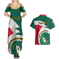 Personalised Mexico Independence Day Couples Matching Summer Maxi Dress and Hawaiian Shirt Mexican Aztec Pattern - Wonder Print Shop