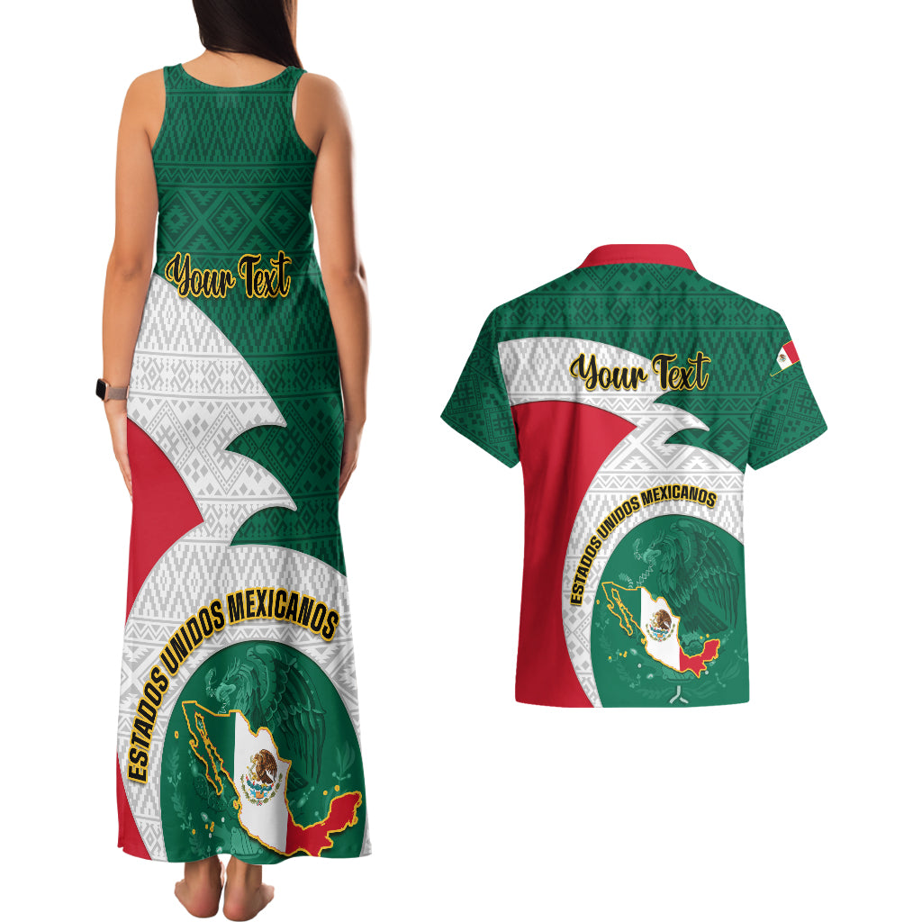 Personalised Mexico Independence Day Couples Matching Tank Maxi Dress and Hawaiian Shirt Mexican Aztec Pattern - Wonder Print Shop