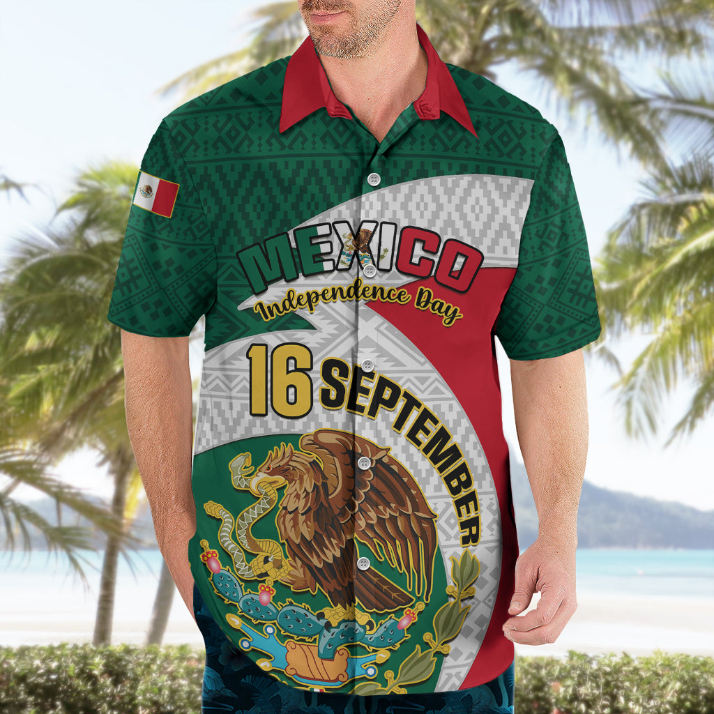 Personalised Mexico Independence Day Hawaiian Shirt Mexican Aztec Pattern - Wonder Print Shop