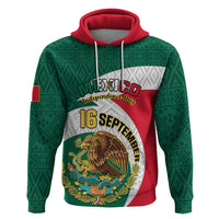 Personalised Mexico Independence Day Hoodie Mexican Aztec Pattern - Wonder Print Shop