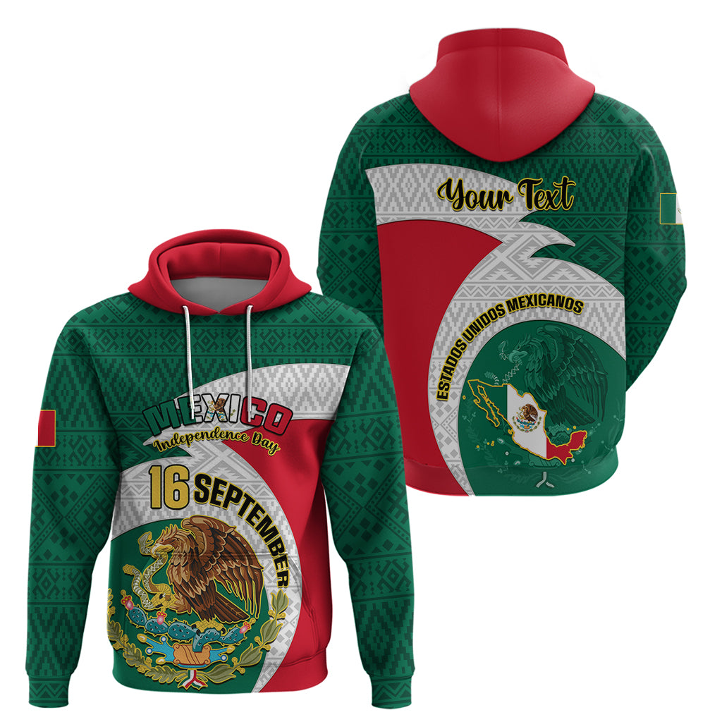 Personalised Mexico Independence Day Hoodie Mexican Aztec Pattern - Wonder Print Shop