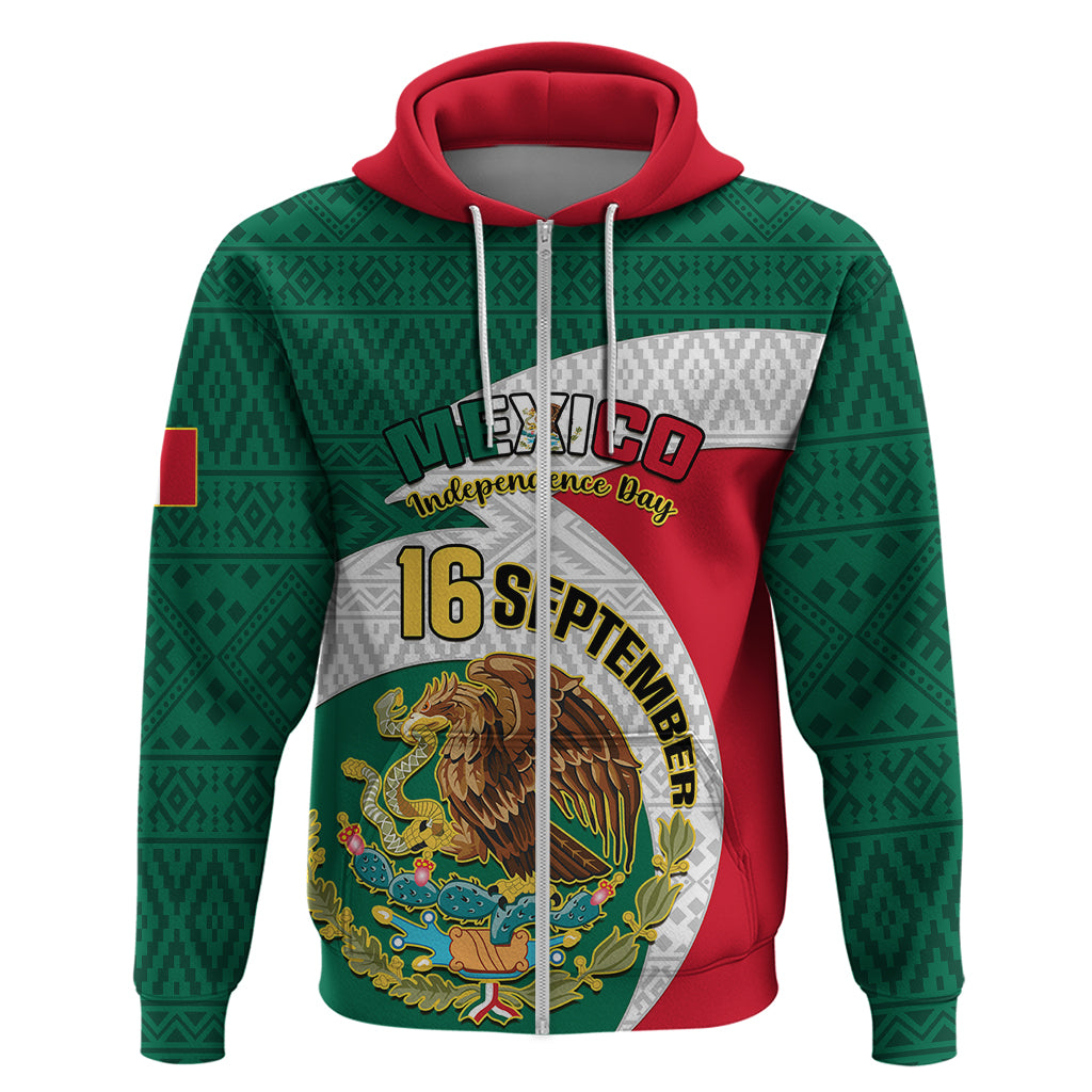 Personalised Mexico Independence Day Hoodie Mexican Aztec Pattern - Wonder Print Shop