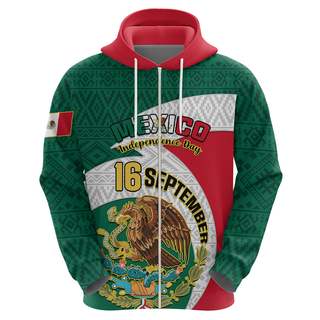 Personalised Mexico Independence Day Hoodie Mexican Aztec Pattern - Wonder Print Shop