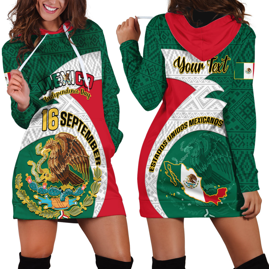 Personalised Mexico Independence Day Hoodie Dress Mexican Aztec Pattern - Wonder Print Shop