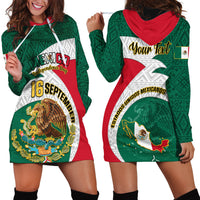 Personalised Mexico Independence Day Hoodie Dress Mexican Aztec Pattern - Wonder Print Shop