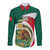 Personalised Mexico Independence Day Long Sleeve Button Shirt Mexican Aztec Pattern - Wonder Print Shop