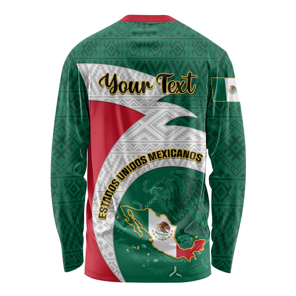 Personalised Mexico Independence Day Long Sleeve Shirt Mexican Aztec Pattern LT01