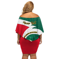 Personalised Mexico Independence Day Off Shoulder Short Dress Mexican Aztec Pattern - Wonder Print Shop