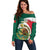 Personalised Mexico Independence Day Off Shoulder Sweater Mexican Aztec Pattern - Wonder Print Shop