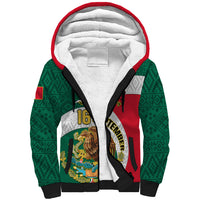 Personalised Mexico Independence Day Sherpa Hoodie Mexican Aztec Pattern - Wonder Print Shop