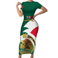 Personalised Mexico Independence Day Short Sleeve Bodycon Dress Mexican Aztec Pattern - Wonder Print Shop