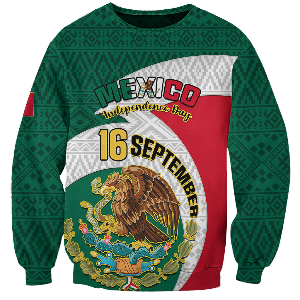 Personalised Mexico Independence Day Sweatshirt Mexican Aztec Pattern - Wonder Print Shop