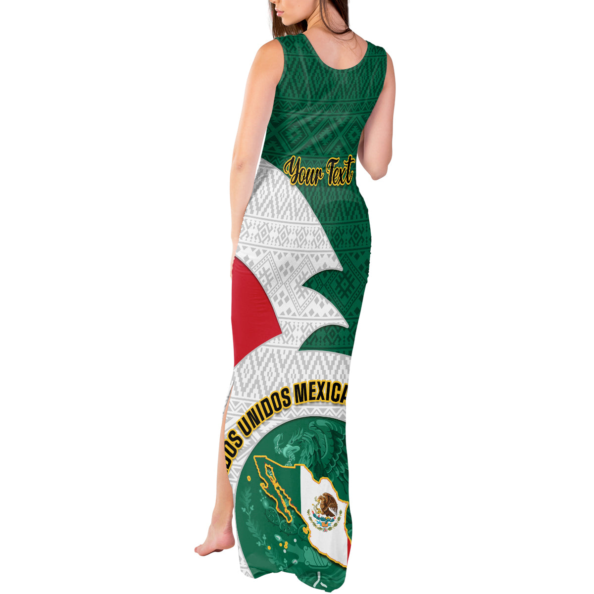 Personalised Mexico Independence Day Tank Maxi Dress Mexican Aztec Pattern - Wonder Print Shop