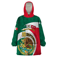 Personalised Mexico Independence Day Wearable Blanket Hoodie Mexican Aztec Pattern - Wonder Print Shop