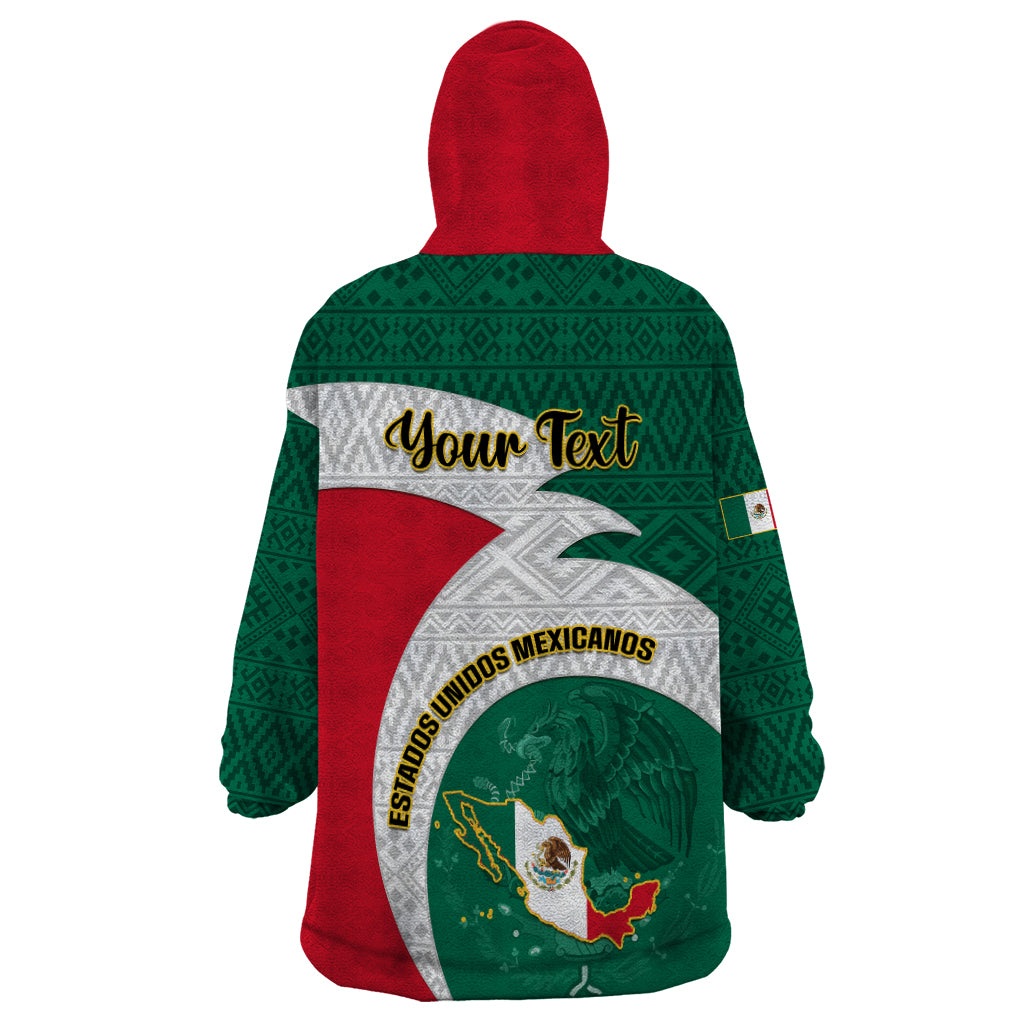Personalised Mexico Independence Day Wearable Blanket Hoodie Mexican Aztec Pattern - Wonder Print Shop