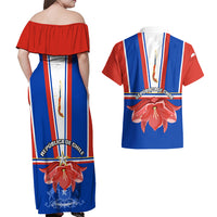 Chile Independence Day Couples Matching Off Shoulder Maxi Dress and Hawaiian Shirt Chilean Bellflower - Wonder Print Shop