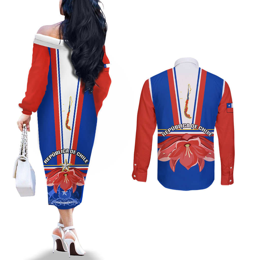chile-independence-day-couples-matching-off-the-shoulder-long-sleeve-dress-and-long-sleeve-button-shirts-chilean-bellflower