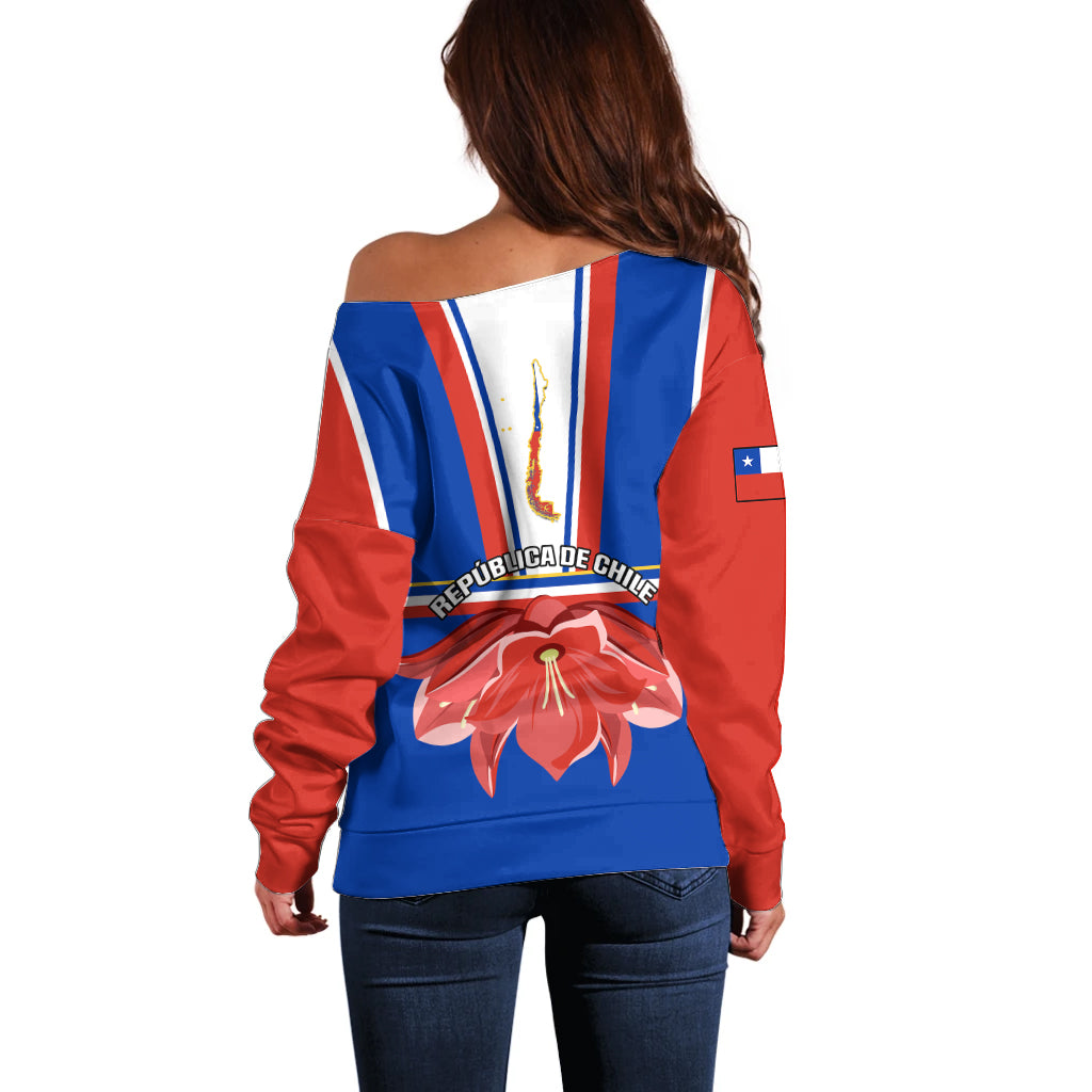 Chile Independence Day Off Shoulder Sweater Chilean Bellflower - Wonder Print Shop