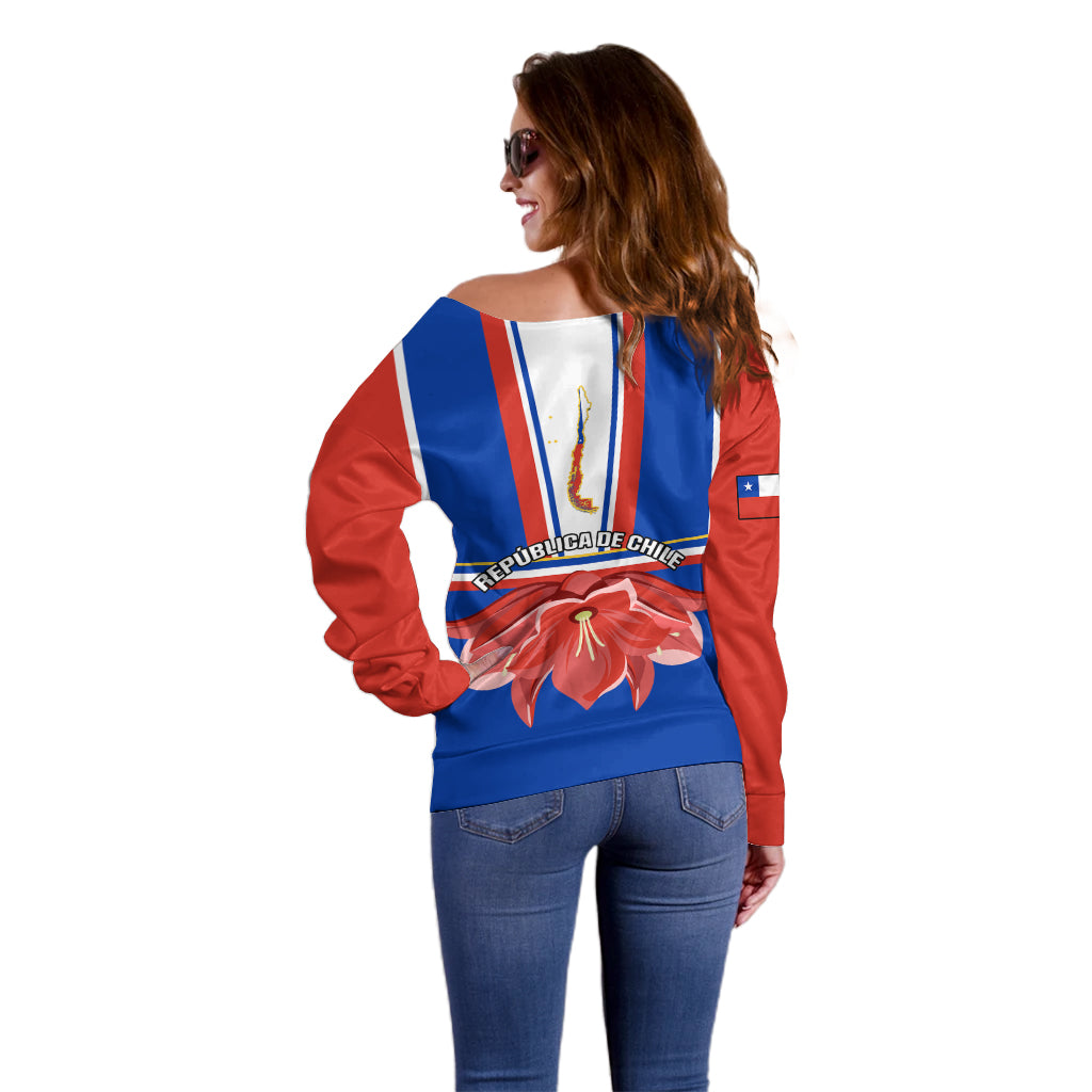 Chile Independence Day Off Shoulder Sweater Chilean Bellflower - Wonder Print Shop