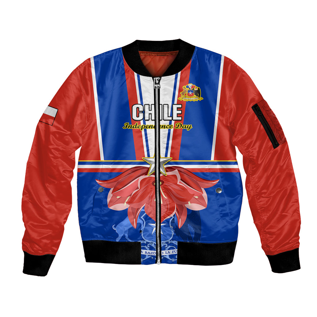 Chile Independence Day Sleeve Zip Bomber Jacket Chilean Bellflower - Wonder Print Shop