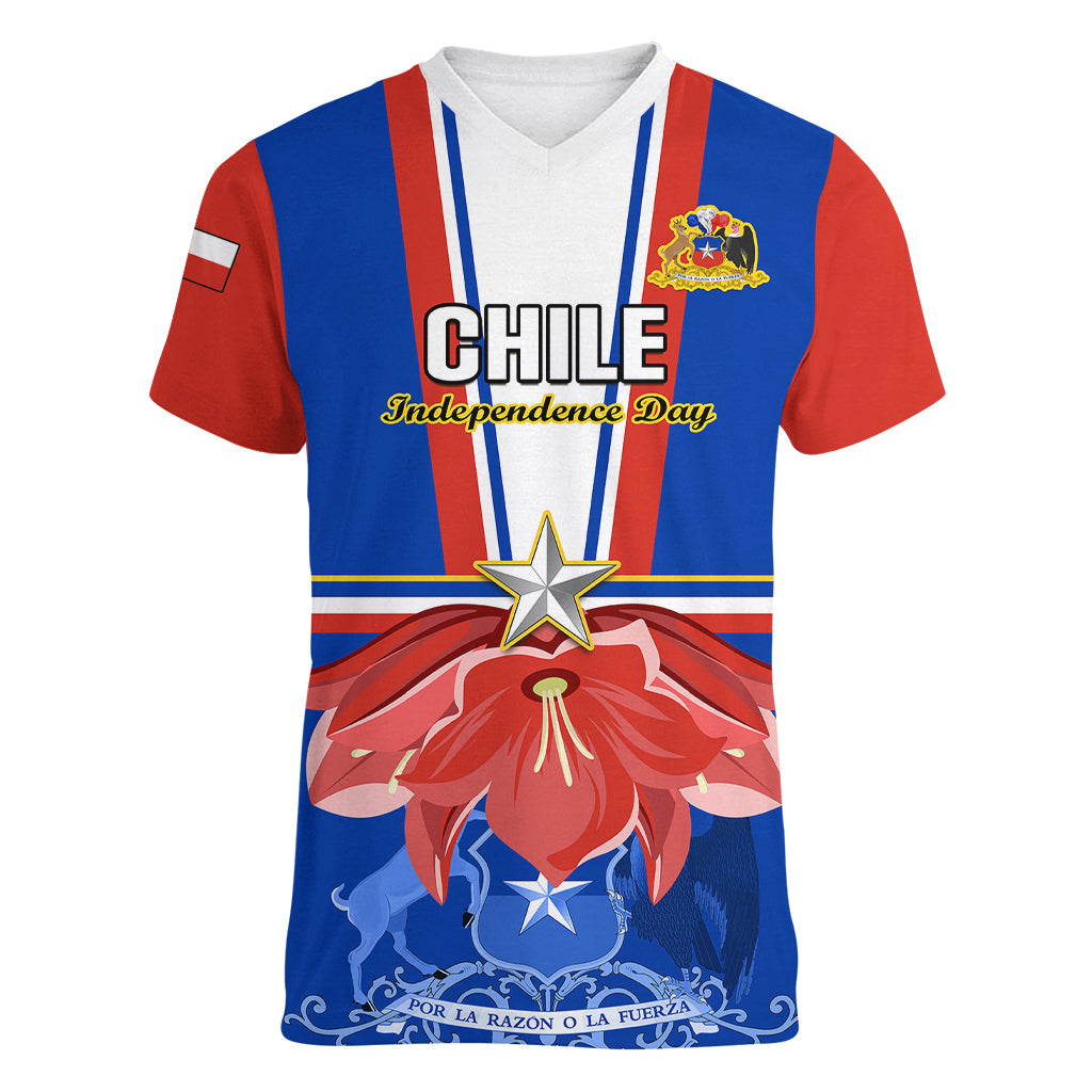 Chile Independence Day Women V Neck T Shirt Chilean Bellflower - Wonder Print Shop