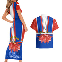 Personalised Chile Independence Day Couples Matching Short Sleeve Bodycon Dress and Hawaiian Shirt Chilean Bellflower - Wonder Print Shop