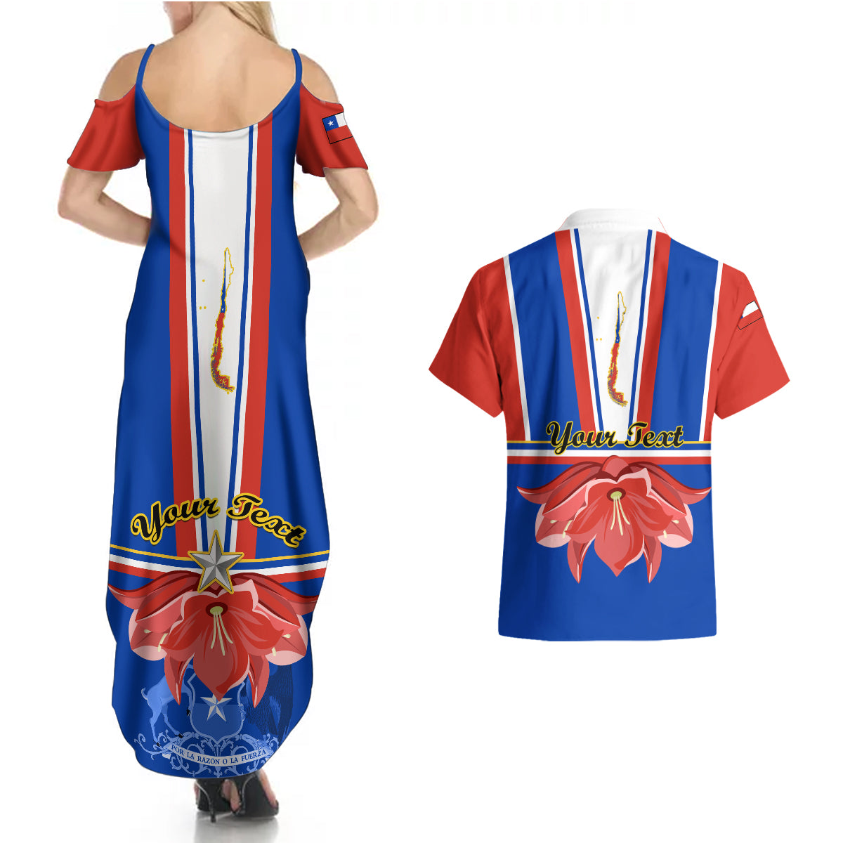 Personalised Chile Independence Day Couples Matching Summer Maxi Dress and Hawaiian Shirt Chilean Bellflower - Wonder Print Shop