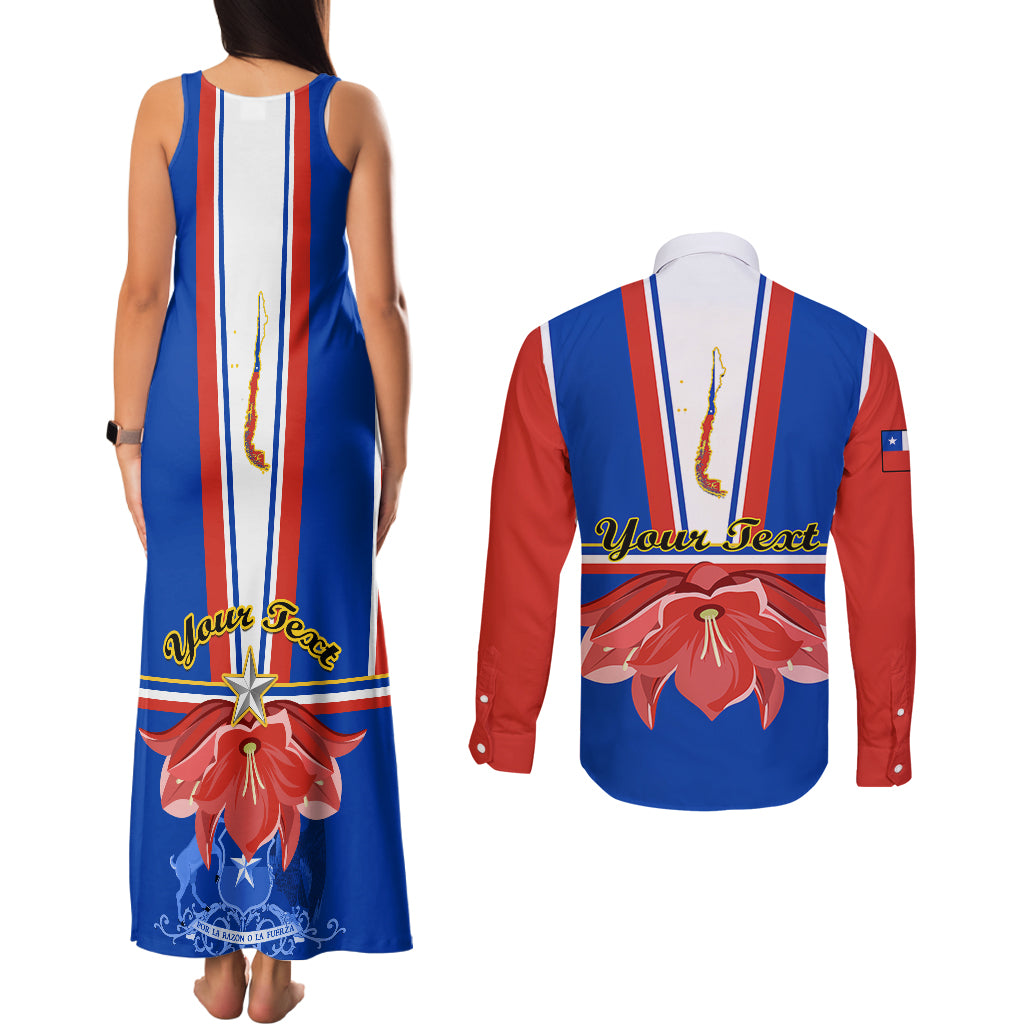 Personalised Chile Independence Day Couples Matching Tank Maxi Dress and Long Sleeve Button Shirts Chilean Bellflower - Wonder Print Shop