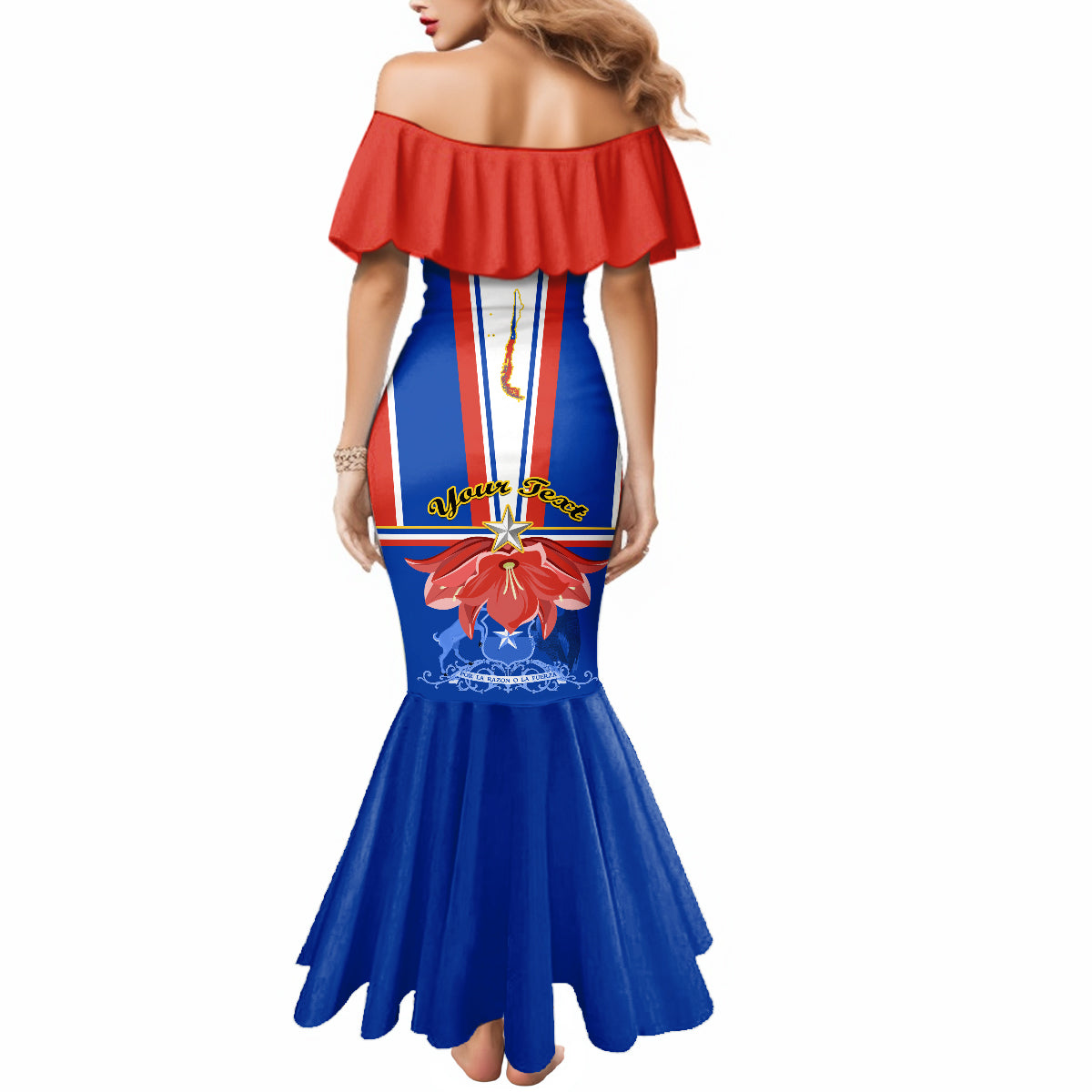 Personalised Chile Independence Day Mermaid Dress Chilean Bellflower - Wonder Print Shop