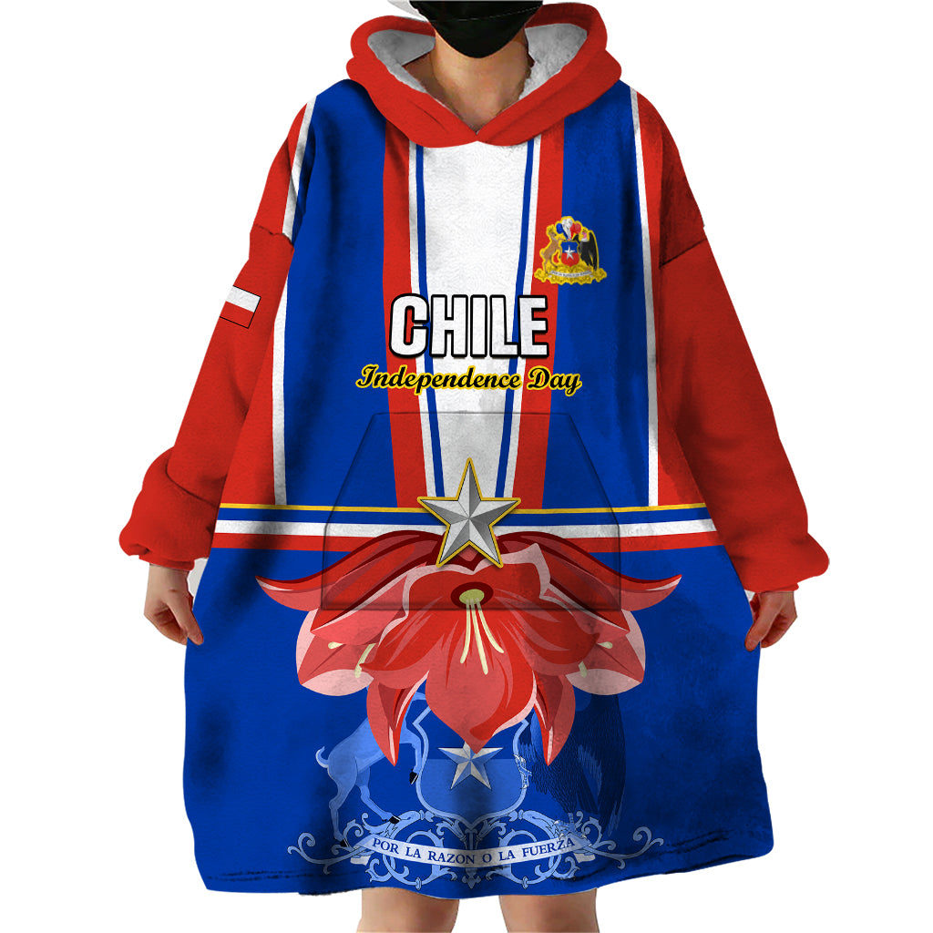Personalised Chile Independence Day Wearable Blanket Hoodie Chilean Bellflower - Wonder Print Shop